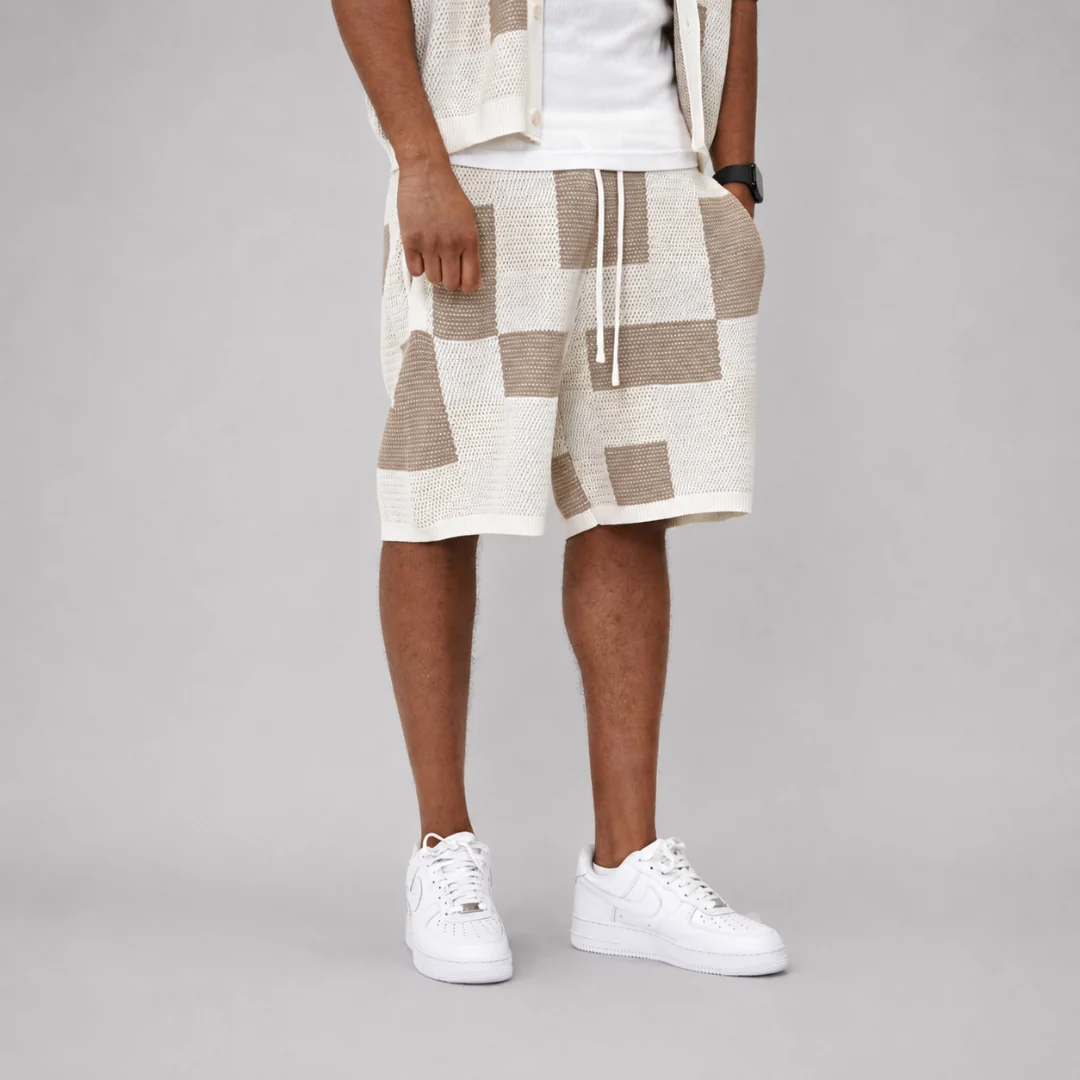 the crochet-knit checkered shirt - crème - Image 6