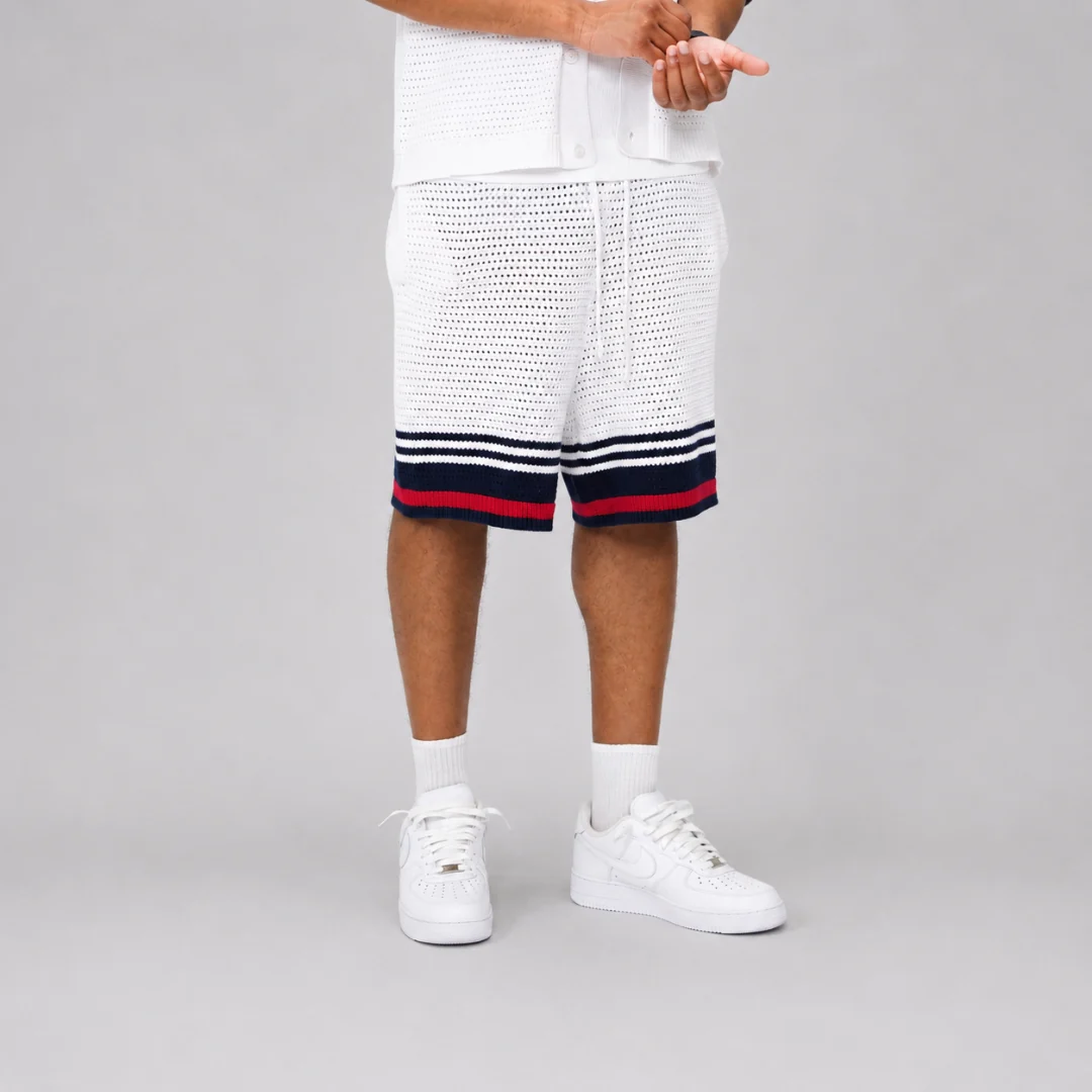 the crochet-knit striped shirt - français white - Image 5