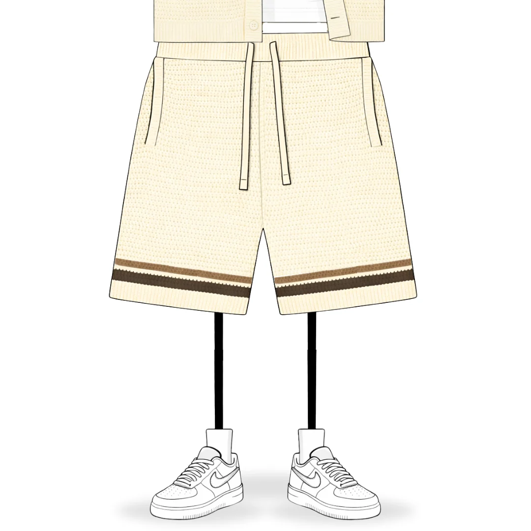 the crochet-knit striped shorts - crème