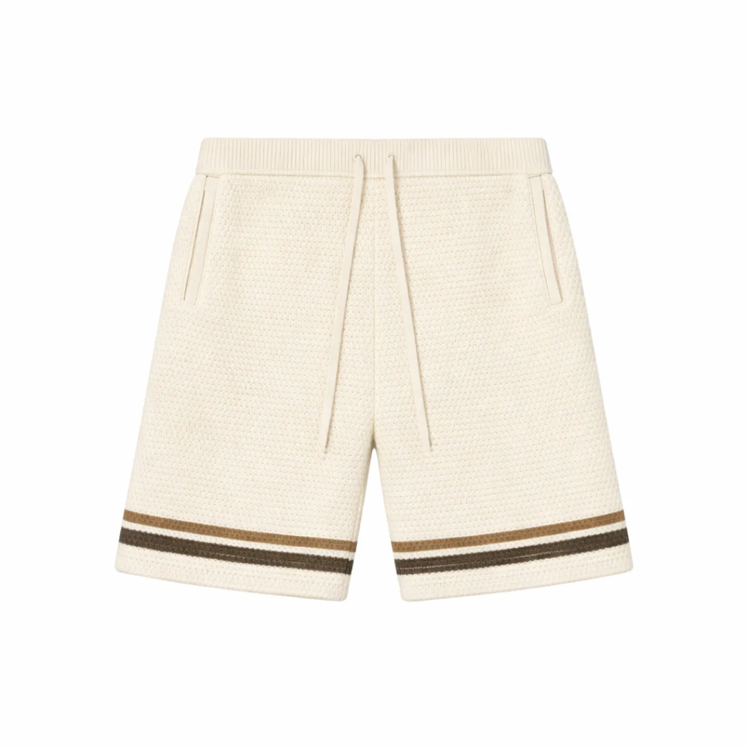 the crochet-knit striped shorts - crème - Image 2