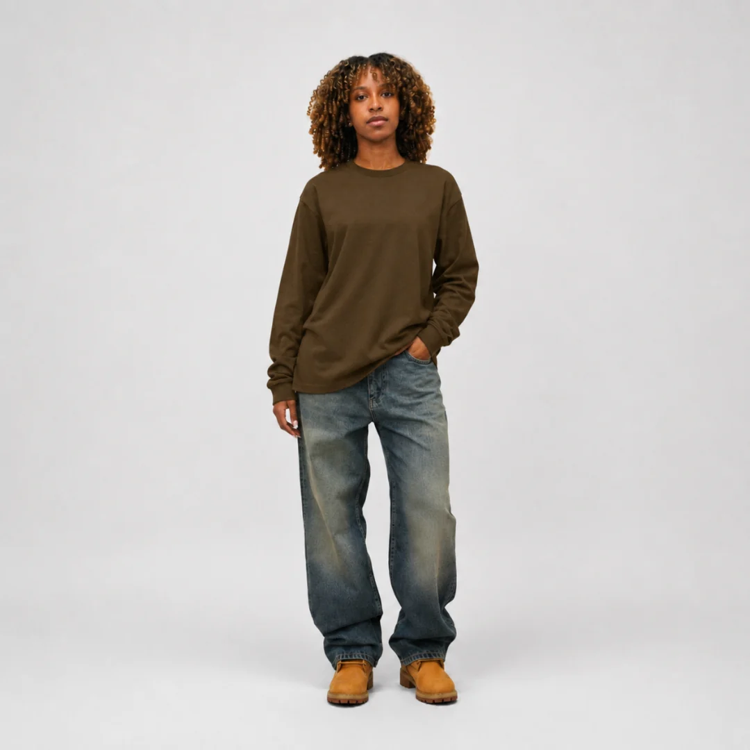the perfect long sleeve tee - brown - Image 4