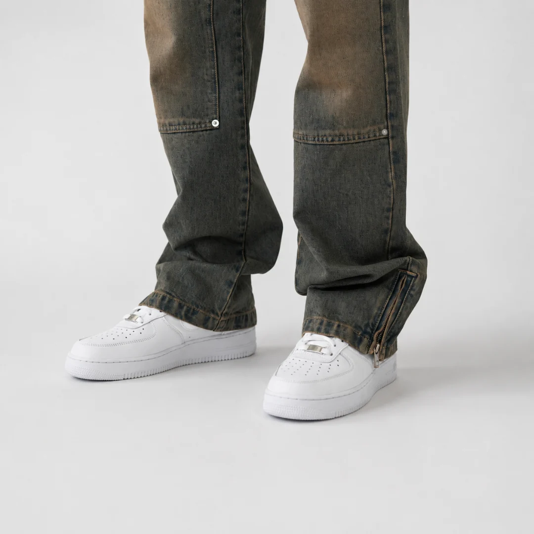the straight leg carpenta’ jeans - blue (mocha wash) - Image 6